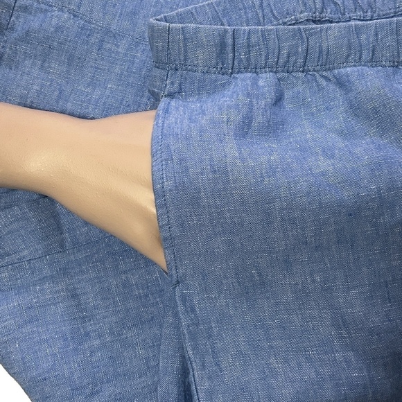 J. Jill Love Linen Sky Blue Cropped Wide Leg Pants Trousers Earth Friendly Capri - Picture 3 of 9